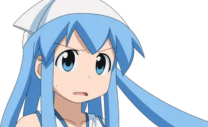 Blue Haired Anime Girl Expression PNG image