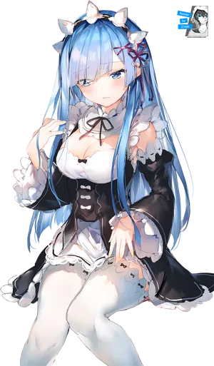 Blue Haired Anime Girlwith Long Hair