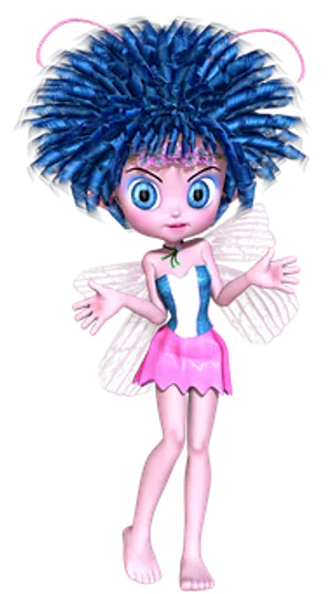 Blue Haired Cartoon Fairy