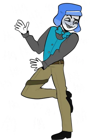 Blue Haired Character Laughing