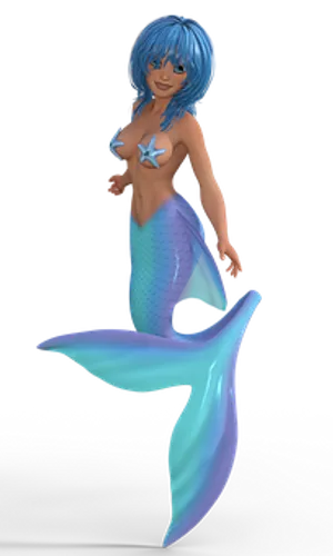 Blue Haired Mermaid Illustration