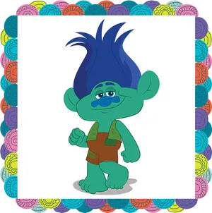 Blue Haired Troll Character PNG image