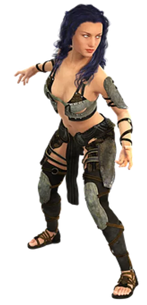Blue Haired Warrior Woman3 D Model