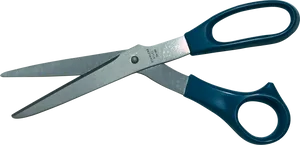 Blue Handled Scissors Black Background PNG image