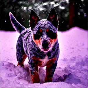 Blue Heeler Enjoying Snow PNG Oub PNG