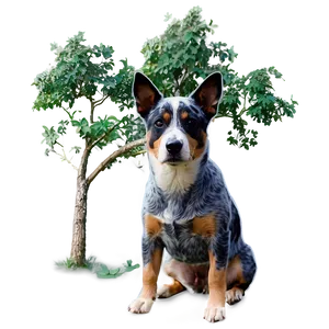 Blue Heeler Under Tree PNG 06282024 PNG