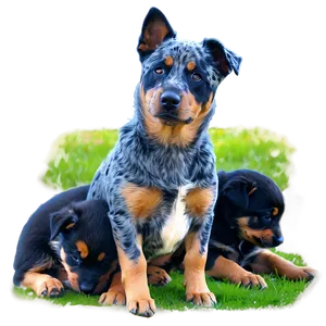 Blue Heeler With Puppies Png 06282024 PNG image