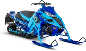 Blue High Performance Snowmobile PNG image