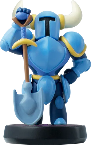 Blue Horned Knight Figurine PNG image