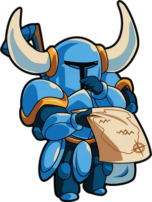 Blue Horned Knight Reading Map PNG image
