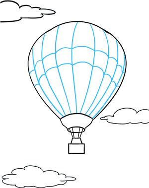 Blue Hot Air Balloon Sketch