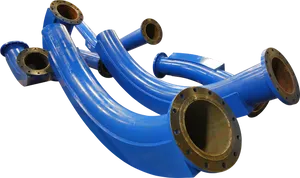 Blue Industrial Pipeswith Flanges