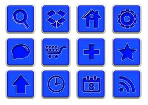 Blue Interface Icons Set PNG image