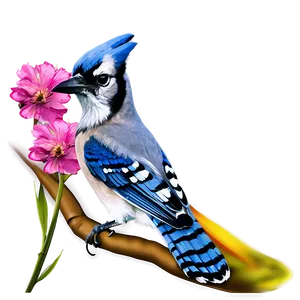 Blue Jay And Flowers Png 06262024 PNG image