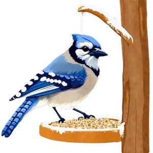 Blue Jay On Bird Feeder PNG 06262024