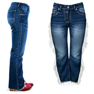 Blue Jeans With Fringe PNG 06112024