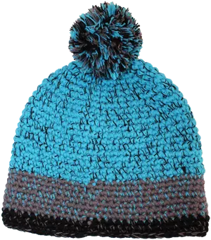 Blue Knit Winter Hatwith Pom Pom PNG image