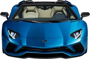 Blue Lamborghini Aventador Roadster Front View