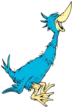 Blue Laughing Dr Seuss Creature PNG image