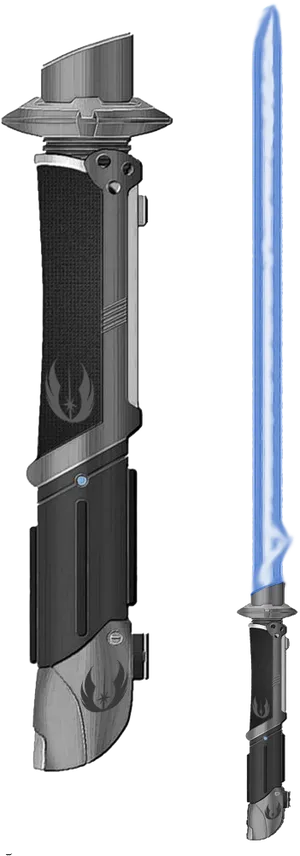 Blue Lightsaber Activatedand Hilt