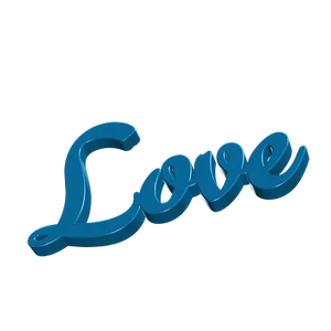 Blue Love3 D Text Art PNG image