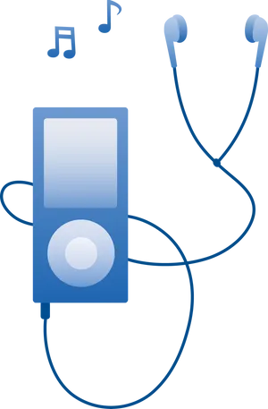 Blue M P3 Playerwith Earphones PNG image
