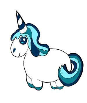 Blue Maned Cartoon Unicorn