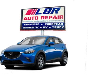 Blue Mazda C X3 Auto Repair Shop Signage PNG