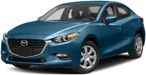 Blue Mazda Sedan Profile View PNG