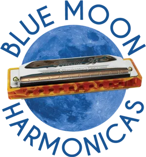 Blue Moon Harmonica PNG image