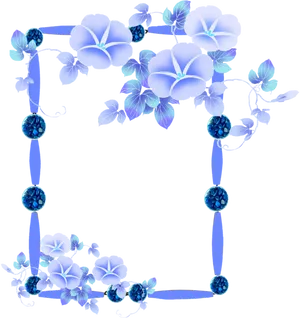 Blue Morning Glory Floral Frame PNG image