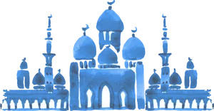 Blue Mosque Silhouette Art PNG image