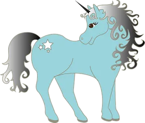 Blue Mythical Unicorn Illustration