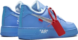 Blue Nike Air Force Sneakerswith Red Tag PNG image