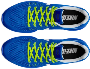 Blue Nike Running Shoes Top View PNG image