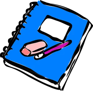Blue Notebook Eraserand Pencil