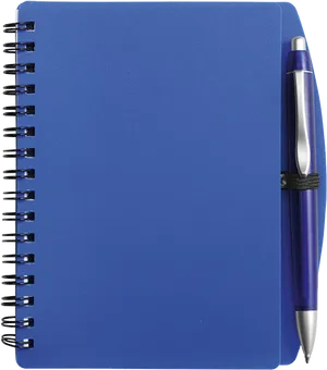 Blue Notebookand Pen PNG image