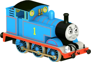 Blue Number One Train Cartoon Character PNG image