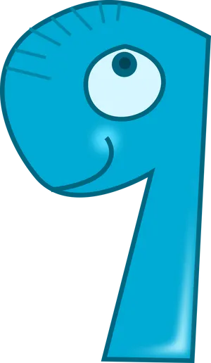 Blue Number9 Cartoon Character PNG image