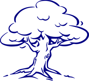 Blue Outline Tree Illustration