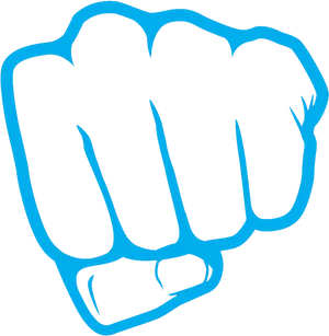 Blue Outlined Fist Illustration PNG