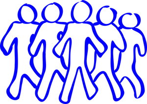 Blue Outlined People Chain PNG