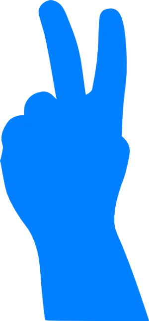 Blue Peace Sign Hand Gesture PNG