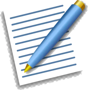 Blue Penand Lined Notebook Paper PNG image