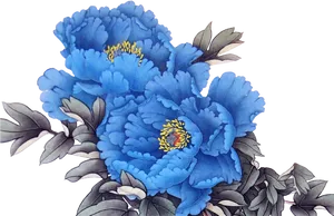 Blue Peony Illustration PNG
