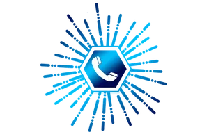 Blue Phone Icon Radiating Lines