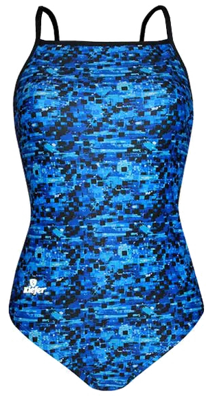 Blue Pixel Print Swimsuit PNG
