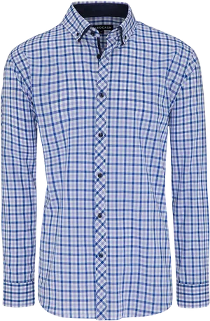 Blue Plaid Long Sleeve Shirt PNG image