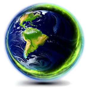 Blue Planet With Aurora PNG 34