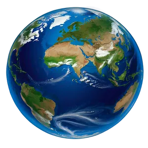 Blue Planet With Clouds PNG 06292024